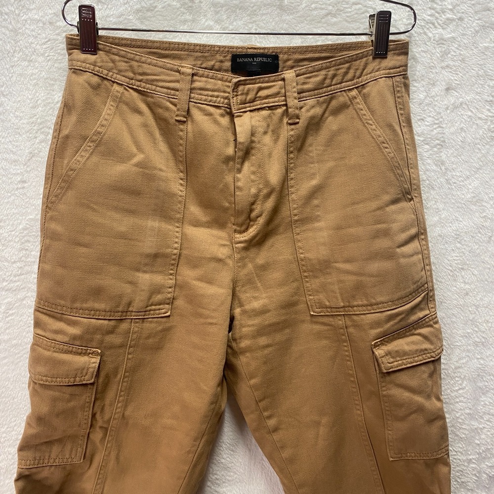 Banana Republic Cargo High Rise Pants Safari Brown Cotton Capri Tapered Womens 6